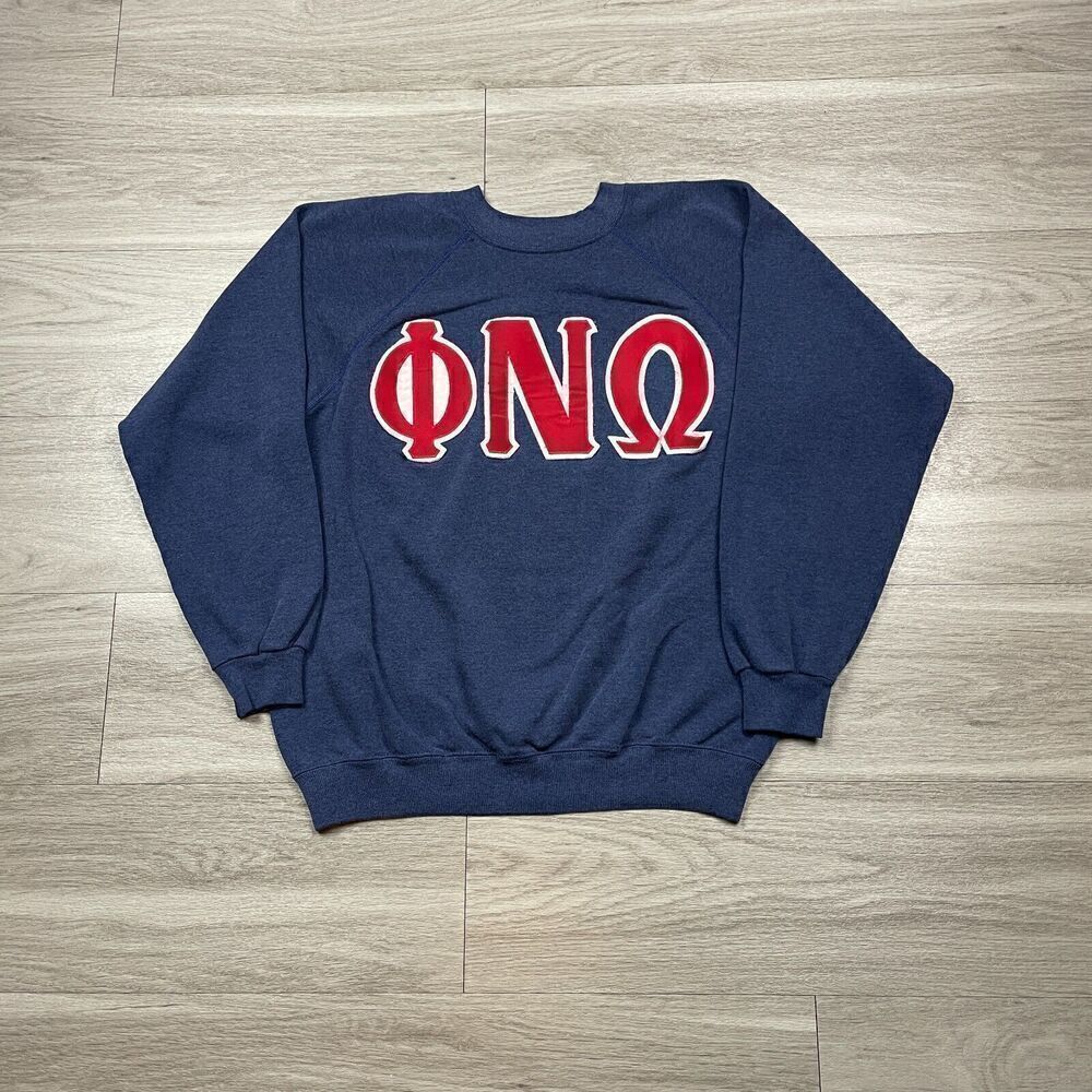 Vintage Sweatshirt Mens Large Blue 90s College Fraternity Crewneck